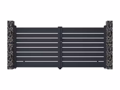 Portail électrique battant aluminium ajouré L355 x H166 cm anthracite – PRIMO