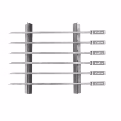 Set de 6 brochettes avec support  Inox, Accessoires de cuissons