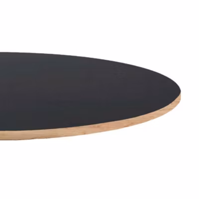 Plateau rond 90cm noir chants bois – Restootab