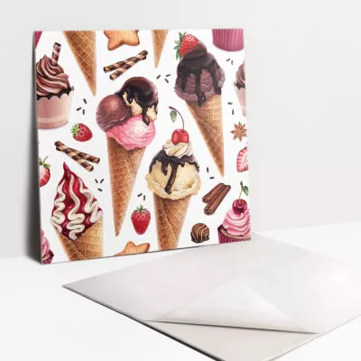Carreaux vinyle Tulup 30×30 cm Cupcakes glacés et bonbons 9 pcs