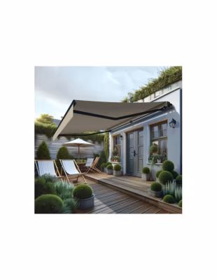 Store banne monobloc MEILE 3,00 x 2,00m (Manuelle – Beige – Gris anthracite)