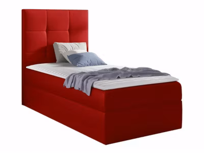 Lit continental Baltimore 180, Unique, Rouge, Faux cuir, Disponible