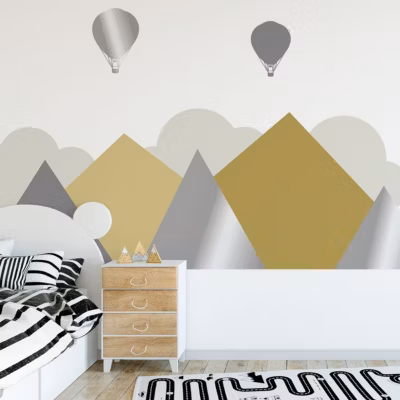 Stickers enfant montagnes géantes scandinaves Svendborg 110 x 135 cm
