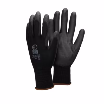 4 Paires de Gants de Travail en PU – Taille 9-L – Couleur Noir – Élastique – Protection Usages Multiples