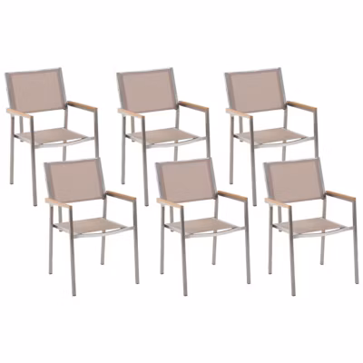 Lot de 6 chaises de jardin GROSSETO Acier inox Beige