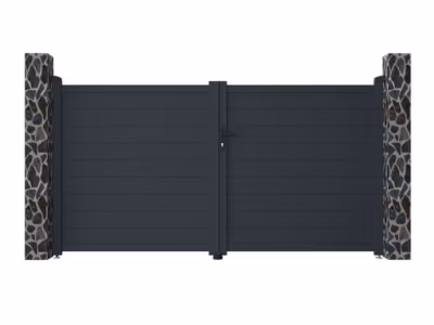 Portail électrique battant aluminium plein L305 x H166 cm anthracite – NAZARIO