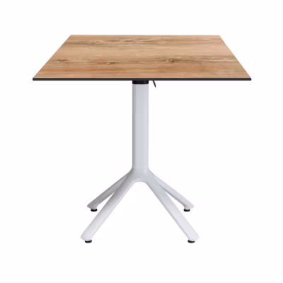 Table pliable Nemo blanche pour extérieur bois vintage 70×70 – Restootab