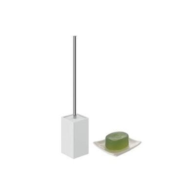 Ensemble D&rsquo;accessoires De Salle De Bains : Porte-Brosse À Dents + Porte-Savon En Céramique Blanche – Vella