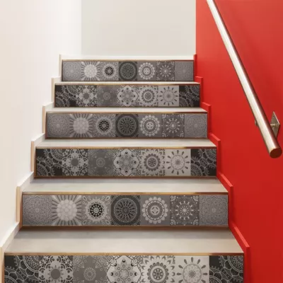 Stickers adhésifs escalier carrelages contremarche – ARANZA – 2 bandes de 15x105cm