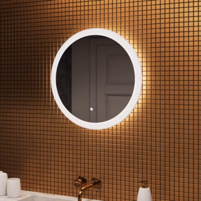 Rond Mural Miroir Salle de Bain LED 60cm, 3 temperatures de Couleur, Tactile