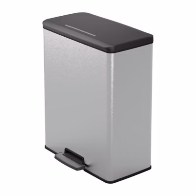 Poubelle Rectangle – DECO BIN – CURVER – 65L – Design moderne – 49 x 29 x 61 cm – Gris métallisé