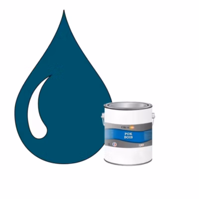 Peinture extérieure bois – Résistante aux intempéries POK BOIS – 1L – RAL 5009 – Bleu Azur – Clic & Pok