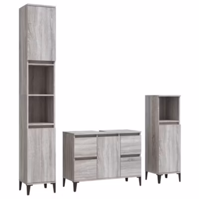 Ensemble de meubles de salle de bain 3 pcs Sonoma gris vidaXL