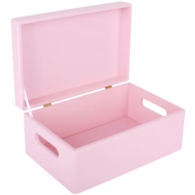 Creative Deco Boite de Rangement en Bois Rose 30 x 20 x 14 cm (+/-1cm) – Couvercle et Poignées – Boîte Souvenirs – Boîte à Jouets