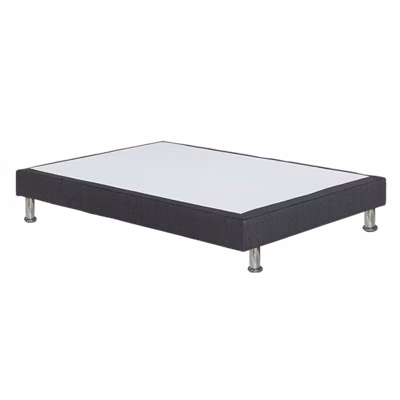 Sommier tapissier 160×200 cm en tissu gris foncé pieds métal – REMIMOS