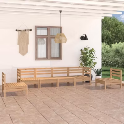 vidaXL Bois de Pin Massif Salon de Jardin 6 pcs Mobilier de Patio Mobilier de Jardin Meubles d&rsquo;Extérieur Ensemble de Meubles 30825