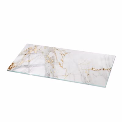 Dessus de table en verre trempé Wallfluent 125×50 cm Marbre élégant avec veines