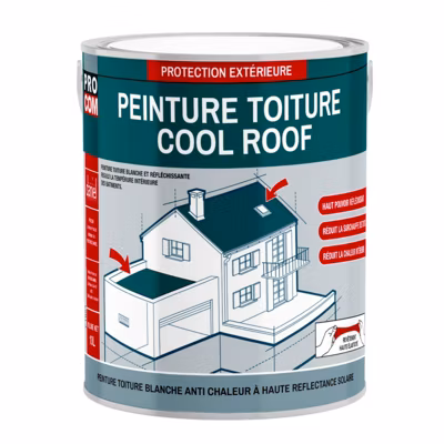 Cool roof – Peinture toiture anti chaleur, peinture blanche réfléchissante PROCOM-2.5-Blanc