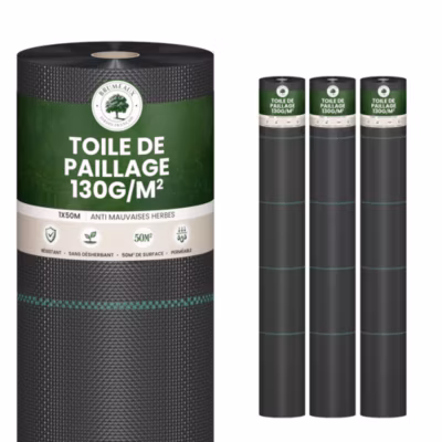 Toile de Paillage 150m2 – 3 rouleaux 50x1m – Epaisseur 130g/m²