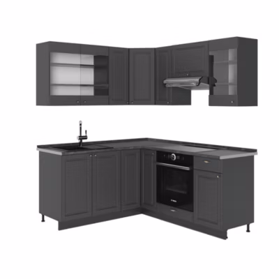 Vicco Cuisine en angle Anthrazit-Gold Landhaus 190x46cm sans PT