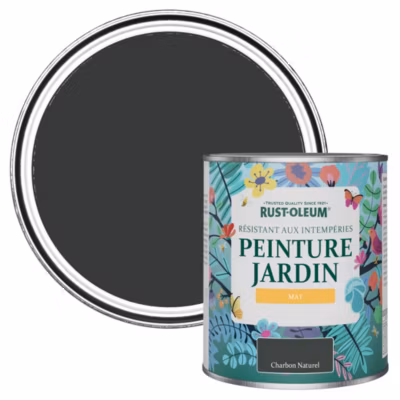 Peinture Noire pour Jardin et terrasse, Finition Mate – RUST-OLEUM – Charbon Naturel 750ml