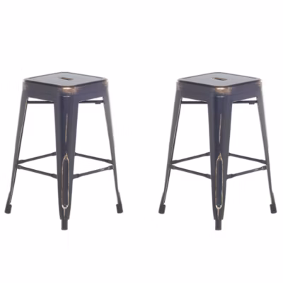 Lot de 2 tabourets de bar CABRILLO Métal Noir