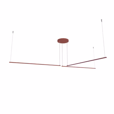 LUMICOM – SPLINT 3X Suspension, STRIP LED, 17W/m, 4000K, métal, rouge cowhide, L100cm