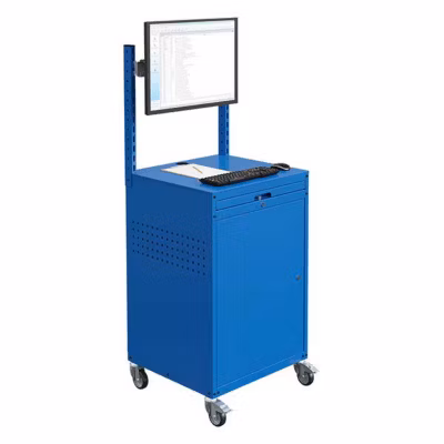 Armoire informatique mobile – Gris clair – Support écran sur rail – W040010032-GCGC