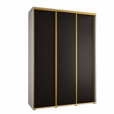 Armoire Cannes 1 à Portes Coulissantes 205,2/170/60 3 Portes (blanc,noir.doré)