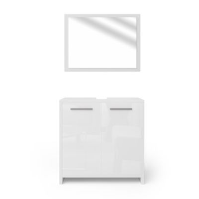 Vicco Ensemble de meubles de salle de bain Blanc Haute brillance 2 parties