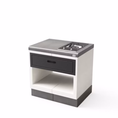 TUOZI-Module de support PLAN/VENIT Electric 78 pour Barbecue en Béton Préfabriqué (Blanc, Gris-78x47x47 cm)-Extérieur