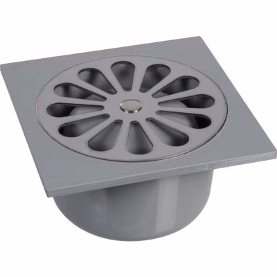 Siphon de sol PVC gris – 100 x 100 mm – Grandsire