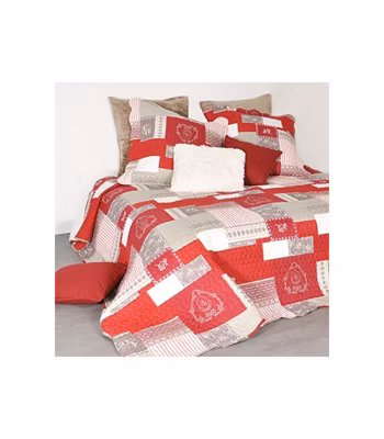 Boutis montagne rouge et gris – 240x260cm – Rouge