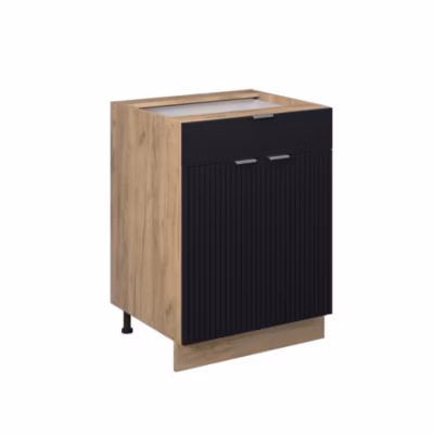 Vicco Meuble cuisine Noir rayé 60cm avec tiroir, PT Anthracite