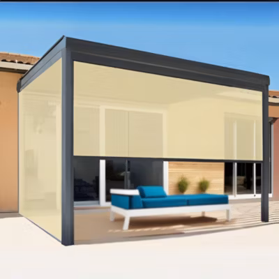 Store Screen NEOIA (Taupe micro perforée – Gris anthracite – 4,00 x 2,50m)