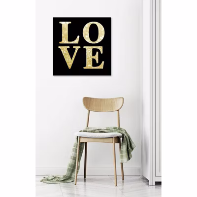 Tableau verre acrylique Love or et noir 60 x 60 cm – Décoration murale photo pour la maison