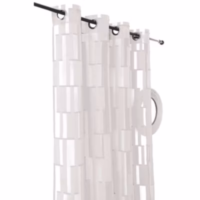 Voilage tamisant transparent et graphique (140×280 cm – Blanc)