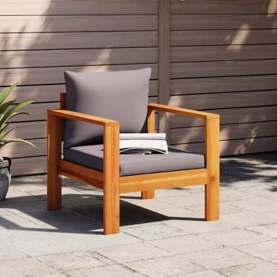 vidaXL Chaise de jardin avec coussins bois massif d&rsquo;acacia, siège de jardin, chaise de patio, chaise de jardin pour repas, 367627