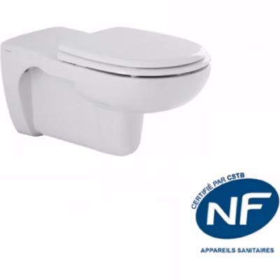 Cuvette WC suspendue PMR SANINDUSA AVEIRO, rallongée 70×35 cm, porcelaine vitrifiée, sans trous d&rsquo;abattant