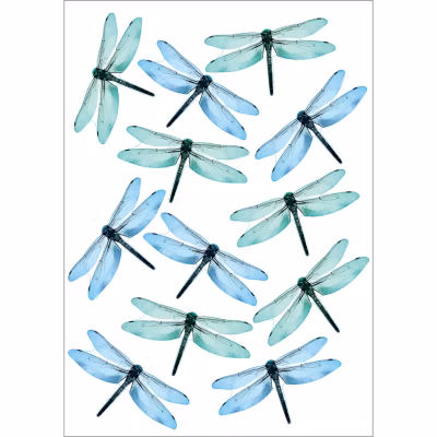 Sticker Vitre Libellules Bleues 21×29,7cm – Déco Vitres Electrostatique pour Fenêtre, Porte, Miroir, Meuble, etc.
