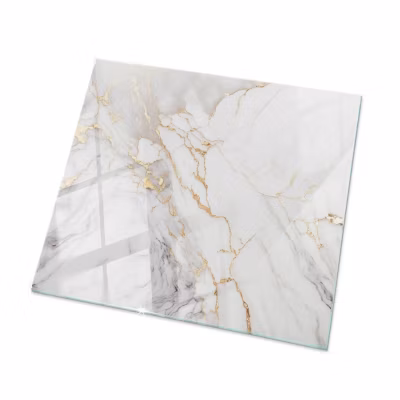 Dessus de table en verre trempé Wallfluent 50×50 cm Marbre élégant avec veines