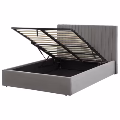 Lit ottoman Velours VION 140 x 200 cm Gris