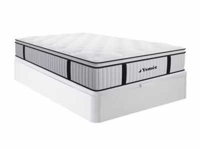 Ensemble 160 x 200 cm sommier coffre blanc + matelas ressorts ensachés surmatelas intégré ép.28cm – AMERICAN DREAM de YSMÉE
