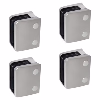 4 x Pince à verre pour tube diam. 48,3 modèle 04 – Ep. verre 17,52 mm – Inox 304 brossé GR320