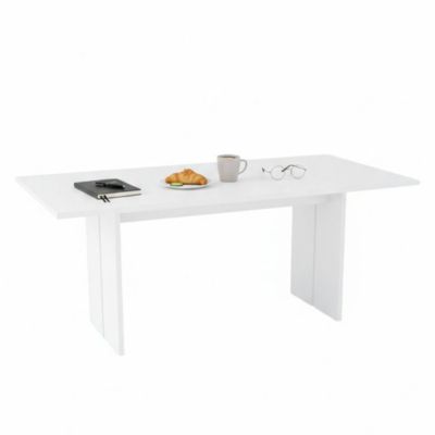 Table fixe Gabriele, Etagère design rectangulaire, Table de cuisine, 100% Made in Italy, 160x90h75 cm, Blanc brillant