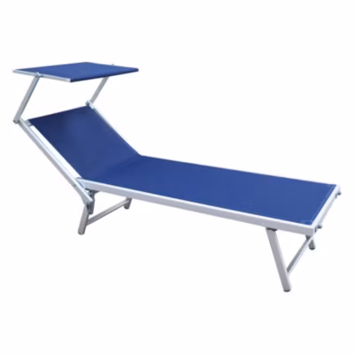 Chaise Longue de Plage en Aluminium Polyester PVC Bleu Rebecca Mobili