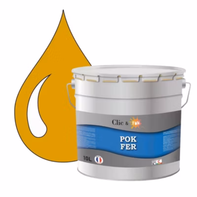 Peinture fer antirouille – Laque extérieure Semi-Brillante POK FER – 10L – RAL 1007 – Jaune Narcisse