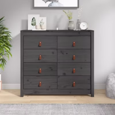 821771 vidaXL Armoire latérale Gris 100x40x90 cm Bois de pin massif