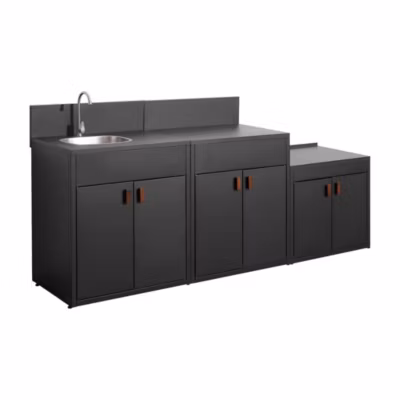 Cuisine extérieure 3 modules acier inoxydable noir – Thira