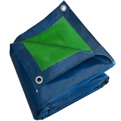 Bâche de Chantier 2×3 m – TECPLAST – SR150CH – Bleue et Verte – Haute Qualité – Bâche de protection imperméable pour Travaux